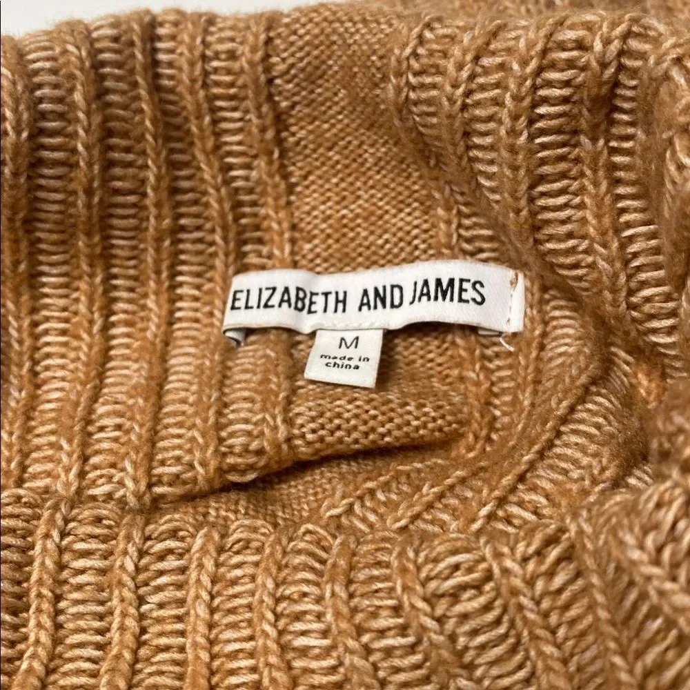 Elizabeth & James Camel Brown Ribbed Knit Turtleneck Sweater Women's Size M